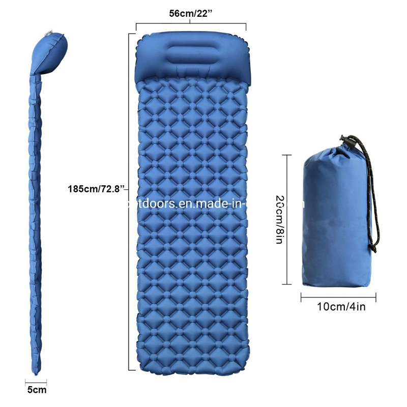 Portable Ultralight Sleeping Pad Self Inflating Mattress Pad with Pillow Inflatable Compact Sleeping Mat Camping Sleeping Pad